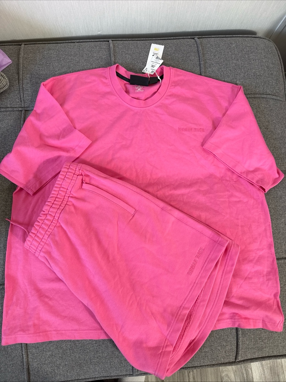 Adidas Originals Humanrace Pharrell Williams Short Set Womens 2XL Rose Pink